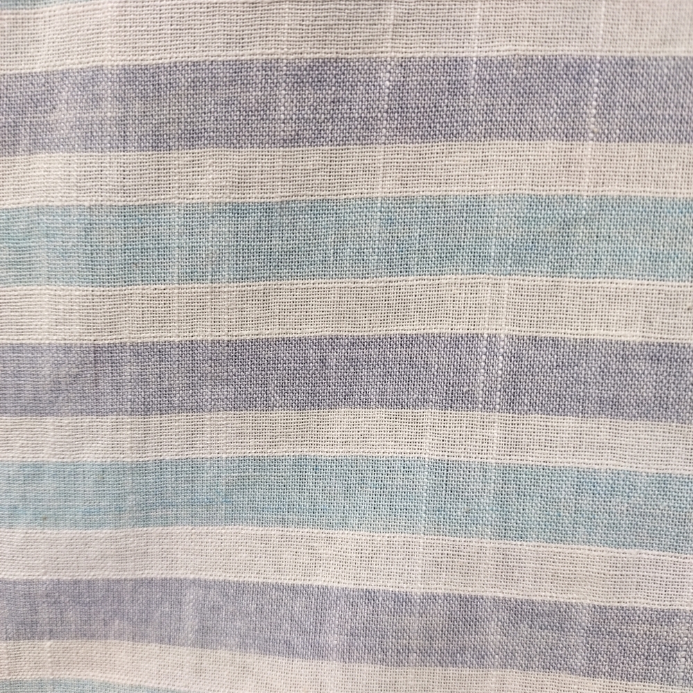 Hem & Thread Linen Striped Tie Neck Bell Sleeve Open Back Top Blouse Sz L NWT - Picture 5 of 6